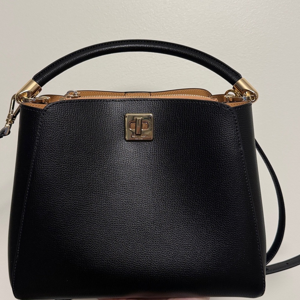 Kate Spade Phoebe Medium Top Handle Leather Satchel Bag, Black gently used